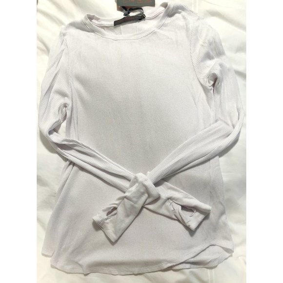 NWT Feel the Piece Waffle White Long Sleeve Shirt - Picture 1 of 7